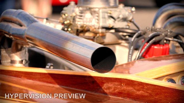 Close View of a Powerboat Exhaust - Colour