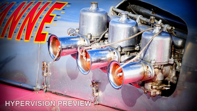 Chrome Intake Trumpets on a Boat Engine - Colour