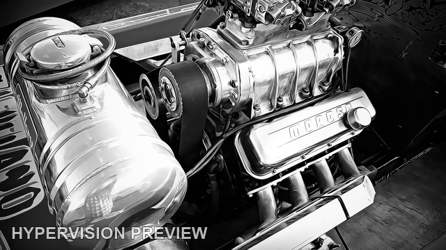 Polished Supercharged Boat Engine - Black and White Detail Treatment