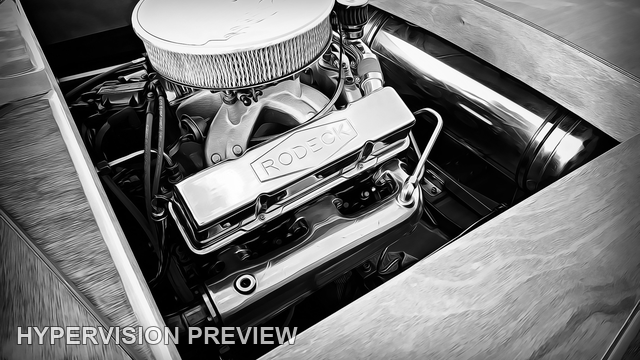 Engine within a Timber Boat Hull - Black and White Detail Treatment