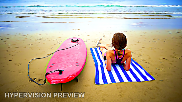 Young Surfer Relaxing on a Striped Beach Towel — Stylised Edit